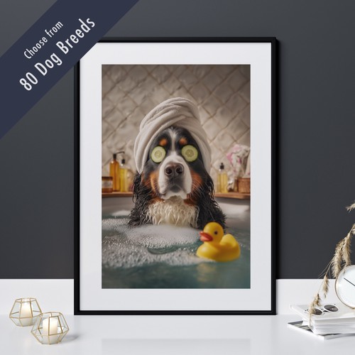 Funny dog bath print - print, –